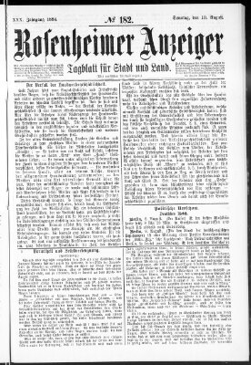 Rosenheimer Anzeiger Sonntag 10. August 1884