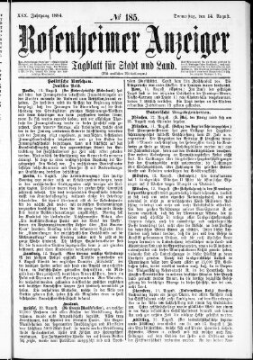 Rosenheimer Anzeiger Donnerstag 14. August 1884