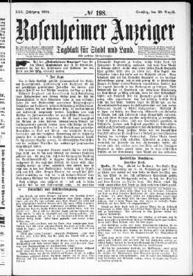 Rosenheimer Anzeiger Samstag 30. August 1884