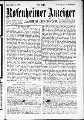 Rosenheimer Anzeiger Sonntag 7. September 1884