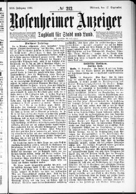 Rosenheimer Anzeiger Mittwoch 17. September 1884