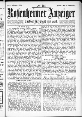 Rosenheimer Anzeiger Freitag 19. September 1884