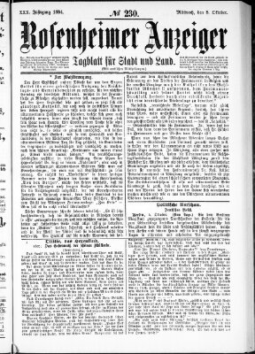 Rosenheimer Anzeiger Mittwoch 8. Oktober 1884