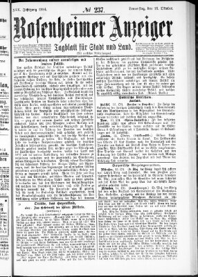 Rosenheimer Anzeiger Donnerstag 16. Oktober 1884