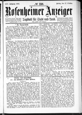 Rosenheimer Anzeiger Freitag 17. Oktober 1884