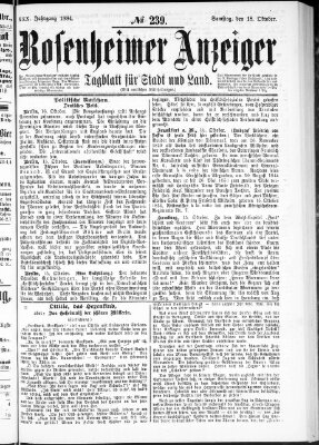 Rosenheimer Anzeiger Samstag 18. Oktober 1884