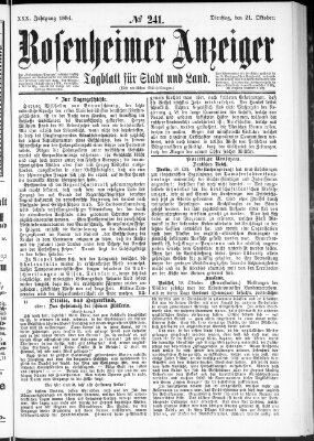 Rosenheimer Anzeiger Dienstag 21. Oktober 1884