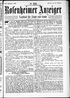 Rosenheimer Anzeiger Freitag 31. Oktober 1884