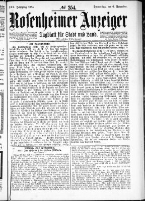 Rosenheimer Anzeiger Donnerstag 6. November 1884