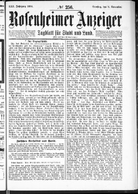 Rosenheimer Anzeiger Samstag 8. November 1884