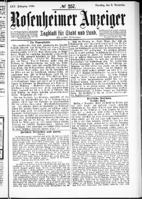 Rosenheimer Anzeiger Sonntag 9. November 1884