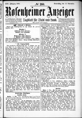 Rosenheimer Anzeiger Donnerstag 13. November 1884