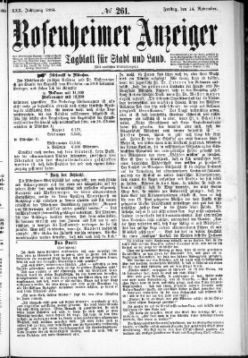 Rosenheimer Anzeiger Freitag 14. November 1884