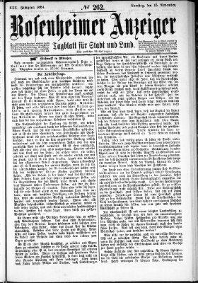 Rosenheimer Anzeiger Samstag 15. November 1884