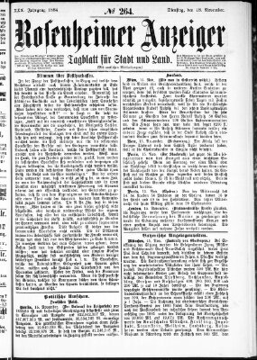 Rosenheimer Anzeiger Dienstag 18. November 1884