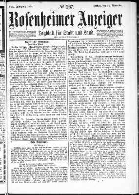 Rosenheimer Anzeiger Freitag 21. November 1884