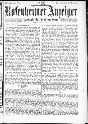 Rosenheimer Anzeiger Donnerstag 27. November 1884