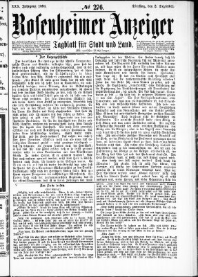 Rosenheimer Anzeiger Dienstag 2. Dezember 1884