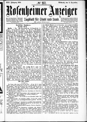 Rosenheimer Anzeiger Mittwoch 3. Dezember 1884