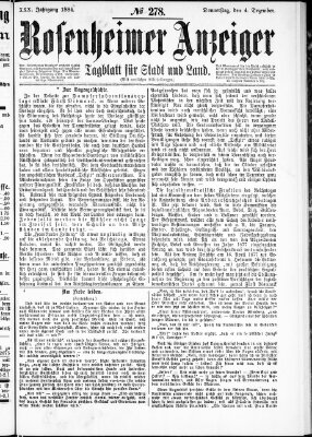 Rosenheimer Anzeiger Donnerstag 4. Dezember 1884