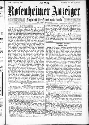 Rosenheimer Anzeiger Mittwoch 17. Dezember 1884