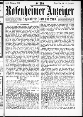 Rosenheimer Anzeiger Donnerstag 18. Dezember 1884