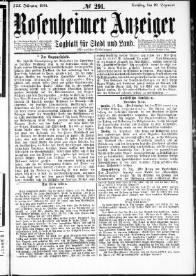 Rosenheimer Anzeiger Samstag 20. Dezember 1884