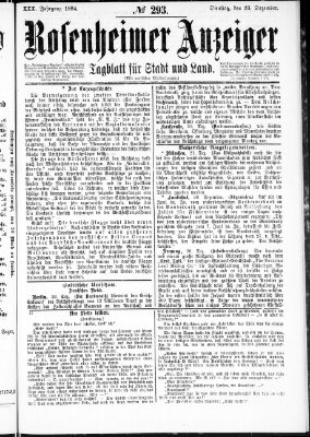 Rosenheimer Anzeiger Dienstag 23. Dezember 1884