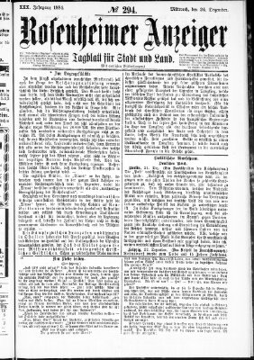 Rosenheimer Anzeiger Mittwoch 24. Dezember 1884