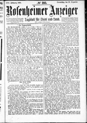 Rosenheimer Anzeiger Donnerstag 25. Dezember 1884