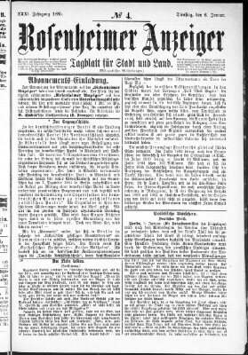 Rosenheimer Anzeiger Dienstag 6. Januar 1885