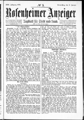 Rosenheimer Anzeiger Donnerstag 8. Januar 1885