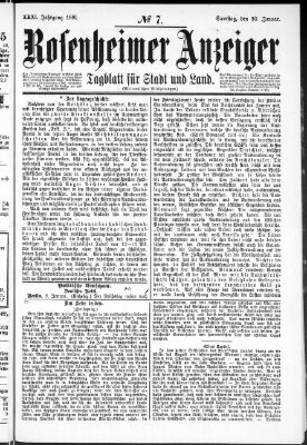 Rosenheimer Anzeiger Samstag 10. Januar 1885