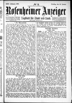 Rosenheimer Anzeiger Dienstag 13. Januar 1885