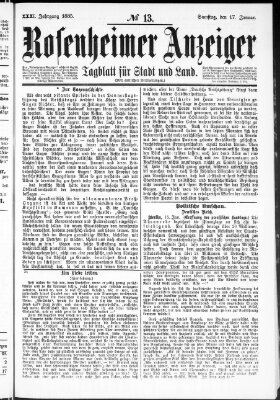 Rosenheimer Anzeiger Samstag 17. Januar 1885