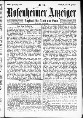 Rosenheimer Anzeiger Mittwoch 21. Januar 1885