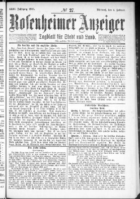 Rosenheimer Anzeiger Mittwoch 4. Februar 1885