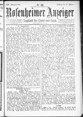 Rosenheimer Anzeiger Dienstag 10. Februar 1885