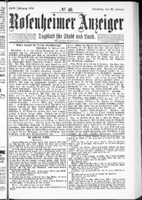 Rosenheimer Anzeiger Donnerstag 26. Februar 1885