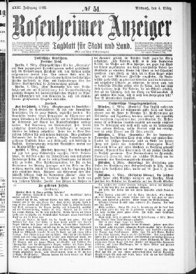 Rosenheimer Anzeiger Mittwoch 4. März 1885