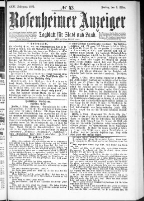 Rosenheimer Anzeiger Freitag 6. März 1885