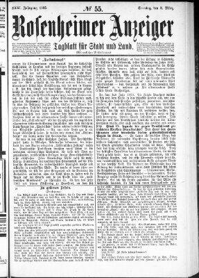 Rosenheimer Anzeiger Sonntag 8. März 1885