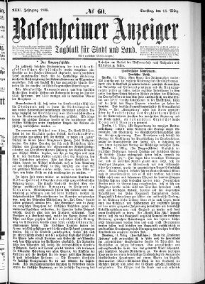 Rosenheimer Anzeiger Samstag 14. März 1885