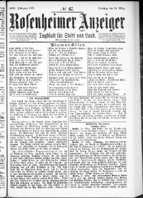 Rosenheimer Anzeiger Dienstag 24. März 1885