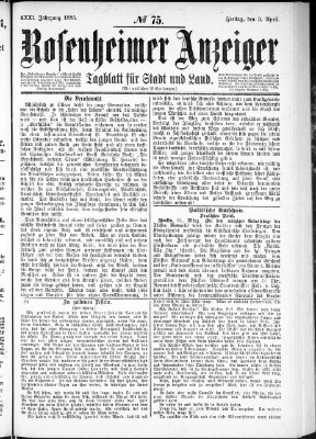 Rosenheimer Anzeiger Freitag 3. April 1885