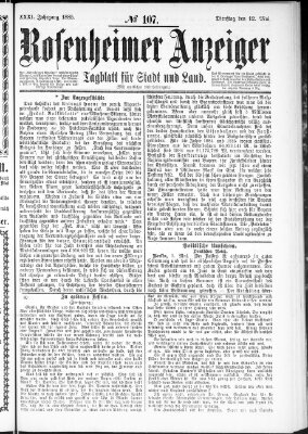 Rosenheimer Anzeiger Dienstag 12. Mai 1885