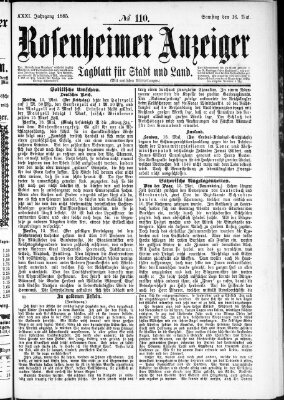 Rosenheimer Anzeiger Samstag 16. Mai 1885