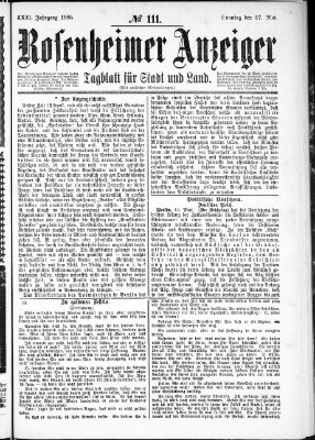 Rosenheimer Anzeiger Sonntag 17. Mai 1885