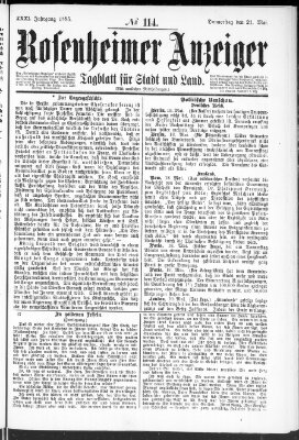 Rosenheimer Anzeiger Donnerstag 21. Mai 1885