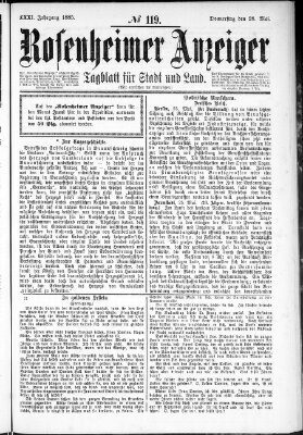 Rosenheimer Anzeiger Donnerstag 28. Mai 1885